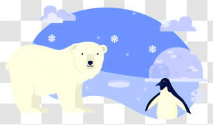 Polar Bear - Polar Bear And Penguin In Snow Transparent PNG