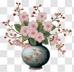 Chinese Painting Cherry Blossom - Cherry Blossom Floral Vase Transparent PNG