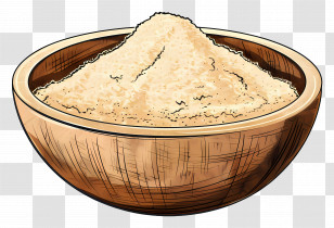 Onion Powder - Wooden Bowl Of Flour Illustration Transparent PNG