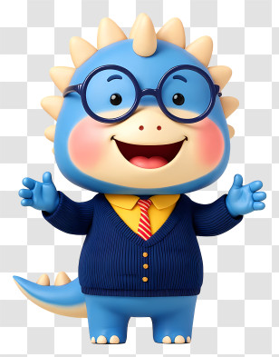 Dinosaur Mascot Teaching - Smiling Blue Dino Mascot Transparent PNG
