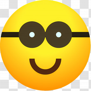 Nerd Emoji - Yellow Emoji With Glasses Smiling Transparent PNG