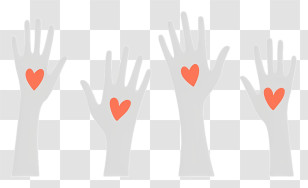 Hands Reaching Out - Hands With Hearts Symbolizing Love And Support Transparent PNG