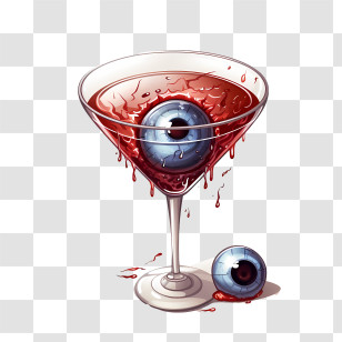 Halloween Cocktail - Eyeball In Martini Glass With Red Liquid Transparent PNG