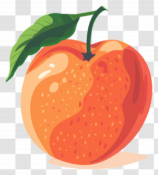 Peach - Orange Fruit With Green Leaf Illustration Transparent PNG