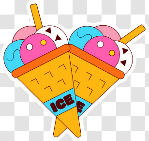 Ice Cream - Colorful Ice Cream Cones Transparent PNG