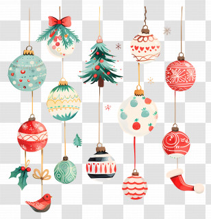 Christmas Glass Balls - Colorful Christmas Ornaments Transparent PNG
