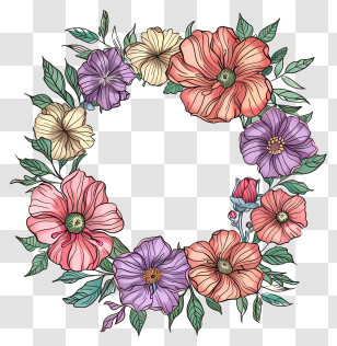 Flower Wreath - Floral Wreath Illustration Transparent PNG