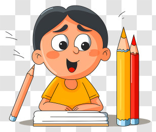 Child Studying - Cartoon Boy Drawing With Pencils Transparent PNG