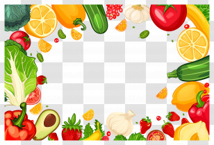 Food Background - Fruits And Vegetables Border Illustration Transparent PNG