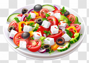 Greek Salad - Colorful Vegetable Salad With Fresh Ingredients Transparent PNG