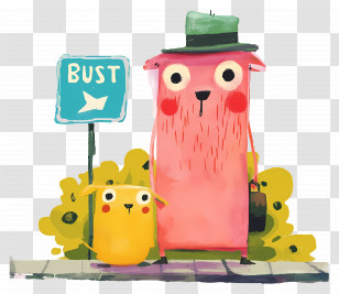 Bus Stop - Cartoon Animals At Bus Stop Transparent PNG