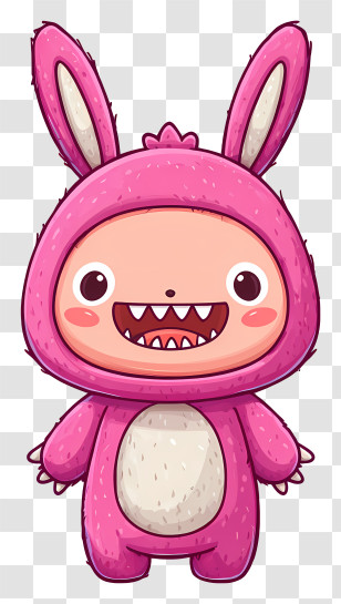 Chibi Pink Monster - Cute Pink Bunny Costume Character Transparent PNG