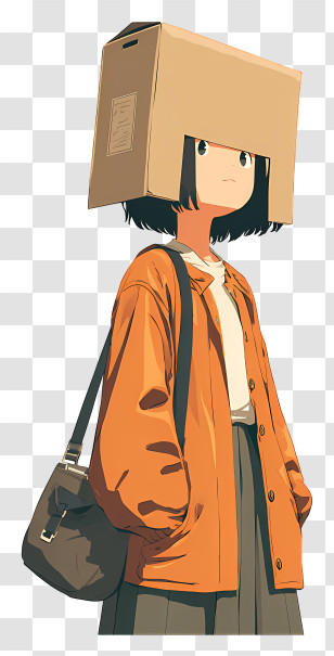 Paper Bag Anime - Character With Box On Head Transparent PNG