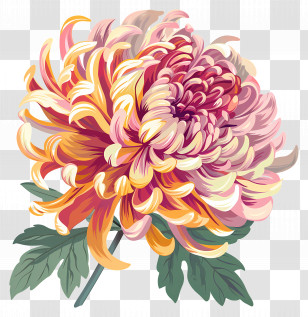 Chrysanthemum Flower - Close-Up Illustration Of Pink Chrysanthemum Transparent PNG