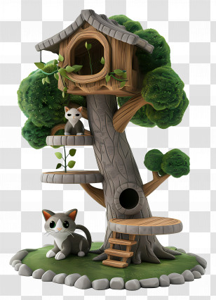 Cat Tree - Cute Cat Treehouse Transparent PNG