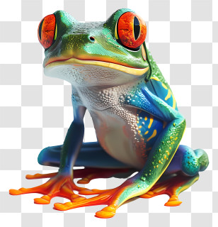 Frog - Colorful Tree Frog With Bright Eyes Transparent PNG
