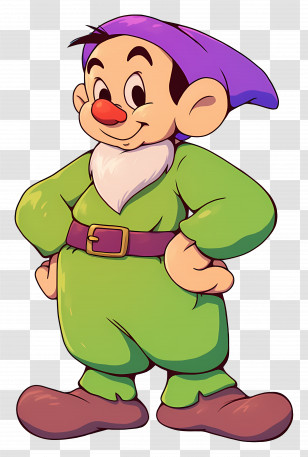 Dwarf - Cute Cartoon Dwarf In Green And Purple Transparent PNG