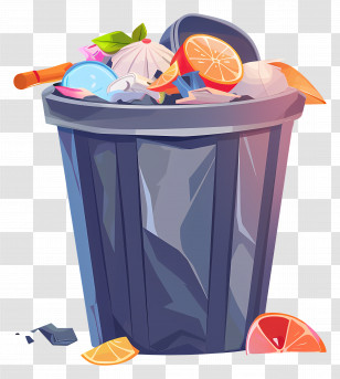 Trash Can - Trash Can With Garbage Transparent PNG