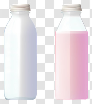 Plastic Bottles - Milk And Strawberry Milk Bottles Transparent PNG