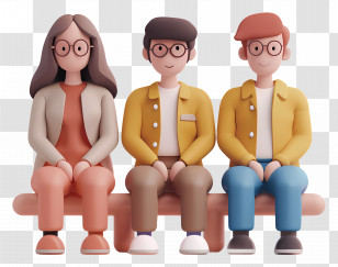 People Sitting - Cartoon People Sitting On A Bench Transparent PNG