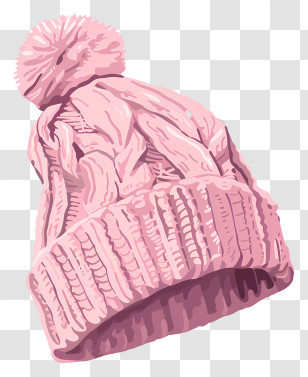 Knit Cap - Pink Knitted Hat With Pom Pom Transparent PNG