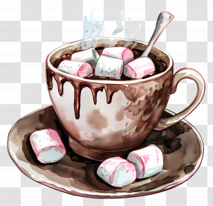 Hot Chocolate With Marshmallows - Delicious Hot Chocolate With Marshmallows Transparent PNG