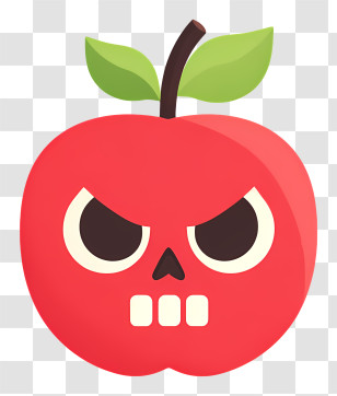 Spooky Apple - Angry Apple With Skull Face Transparent PNG