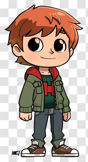Scott Pilgrim - Cartoon Boy Character In Casual Outfit Transparent PNG