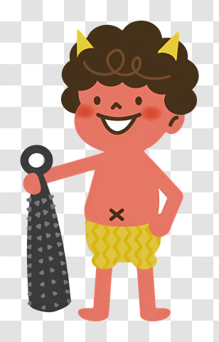 Cartoon - Cute Cartoon Demon Illustration With A Club Transparent PNG