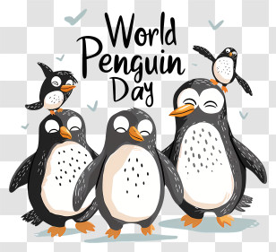 World Penguin Day - Adorable Penguins Celebrating World Penguin Day Transparent PNG