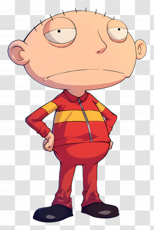 Stewie Griffin - Cartoon Character In Red Outfit Transparent PNG
