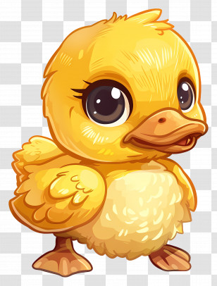 Baby Duck - Cute Yellow Cartoon Duck Character Transparent PNG