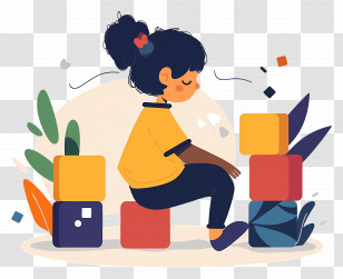 Child Playing Blocks - Child Playing With Colorful Blocks Transparent PNG