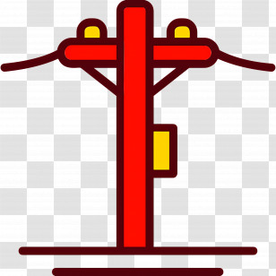 Electrical Transmission - Red Electric Pole With Power Lines Transparent PNG
