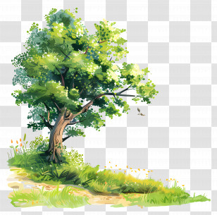 Summer Morning - Serene Tree In Nature Landscape Transparent PNG