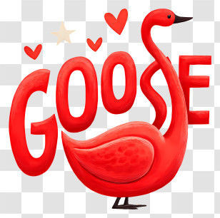Goose Logo - Playful Red Goose Typography Transparent PNG