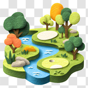 Golf With River - Paper Forest With River Transparent PNG