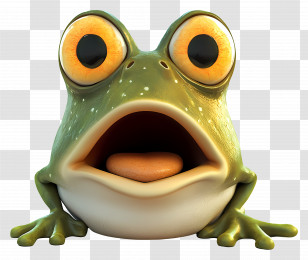 Frog Emoji - Surprised Cartoon Frog With Open Mouth Transparent PNG
