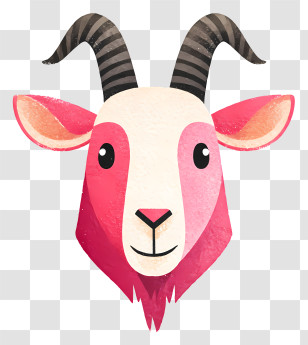 Capricorn Zodiac Sign - Cute Pink Goat Head Transparent PNG