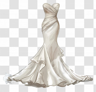 Mermaid Wedding Dress - Elegant Wedding Dress Illustration Transparent PNG