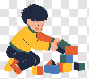 Child Playing - Child Playing With Building Blocks Transparent PNG