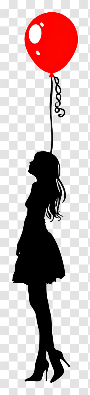 Girl Silhouette - Silhouette Of Girl With Red Balloon Transparent PNG