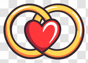 Wedding Card Design - Heart And Rings Symbol Of Love Transparent PNG