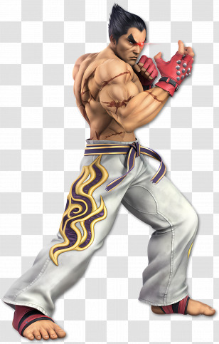Kazuya Mishima - Muscular Fighter Character In Martial Arts Pose Transparent PNG
