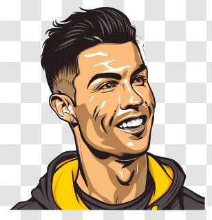Cristiano Ronaldo - Stylized Portrait Of A Smiling Man Transparent PNG