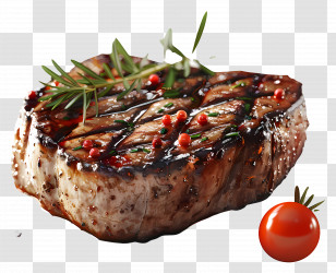 Steak - Grilled Steak With Herbs And Tomato Transparent PNG