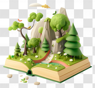 Animated Books - Enchanted Storybook With Forest Scene Illustration Transparent PNG