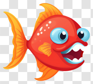 Fish With Big Eyes - Cartoon Orange Fish With Big Eyes Transparent PNG