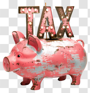 Tax - Piggy Bank With Tax Sign Transparent PNG