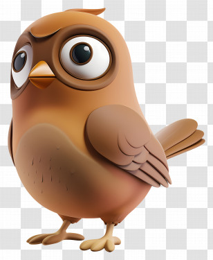 Brown Bird - 3D Cartoon Owl Illustration Transparent PNG